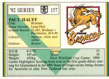 1992 Regina NSW Rugby League #157 Paul Hauff Back